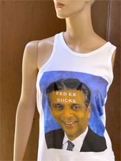 25. "FED EX SUCKS"  Vincent Gallo 2020 one-of-a-kind, hand made T-shirt