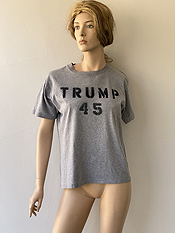 "Trump 45 , Trump 45"  Vincent Gallo. 2020, hand made t-shirt