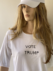 "Vote Trump"  Vincent Gallo. 2020, hand made t-shirt