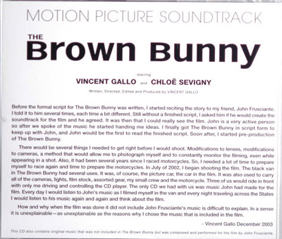 Vincent Gallo Merchandise :: LPs/CDs :: The Brown Bunny Motion 